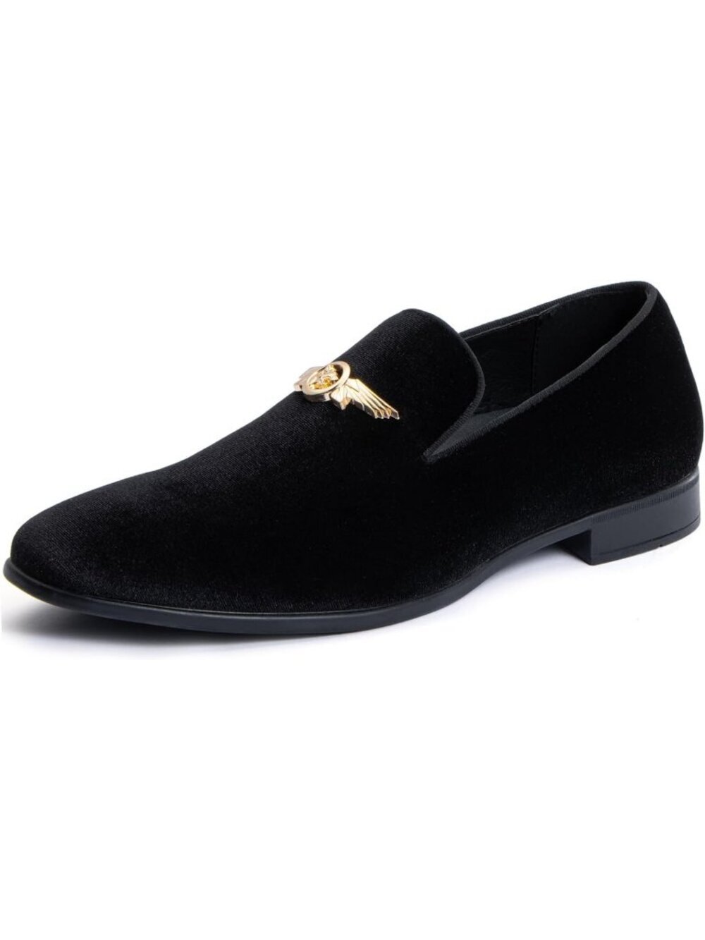 REIHUANNE Men's Black Velvet Penny Loafers Suede Slip On Smoking Wedding Shoes